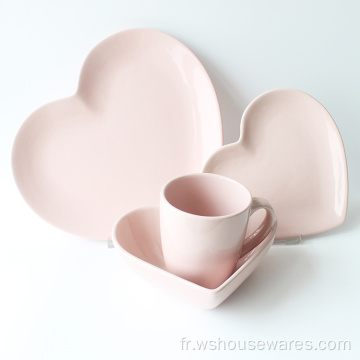 Vaisselle de la vaisselle en forme de coeur de la vaisselle en porcelaine de style occidental